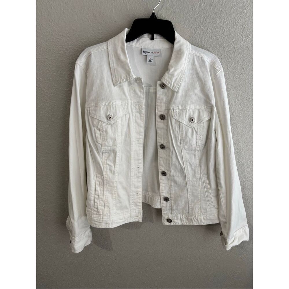 Style & Co Classic White Denim Jacket